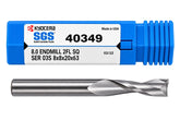 Kyocera SGS 40349 8mm 2 Flute Bright Uncoated Carbide Square End Mill - Twin Eagle Imports