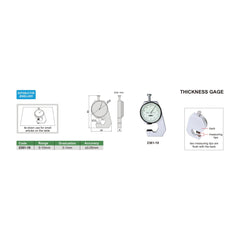 Insize Thickness Gauge 0-10mm x 0.1mm Range Series 2361-10