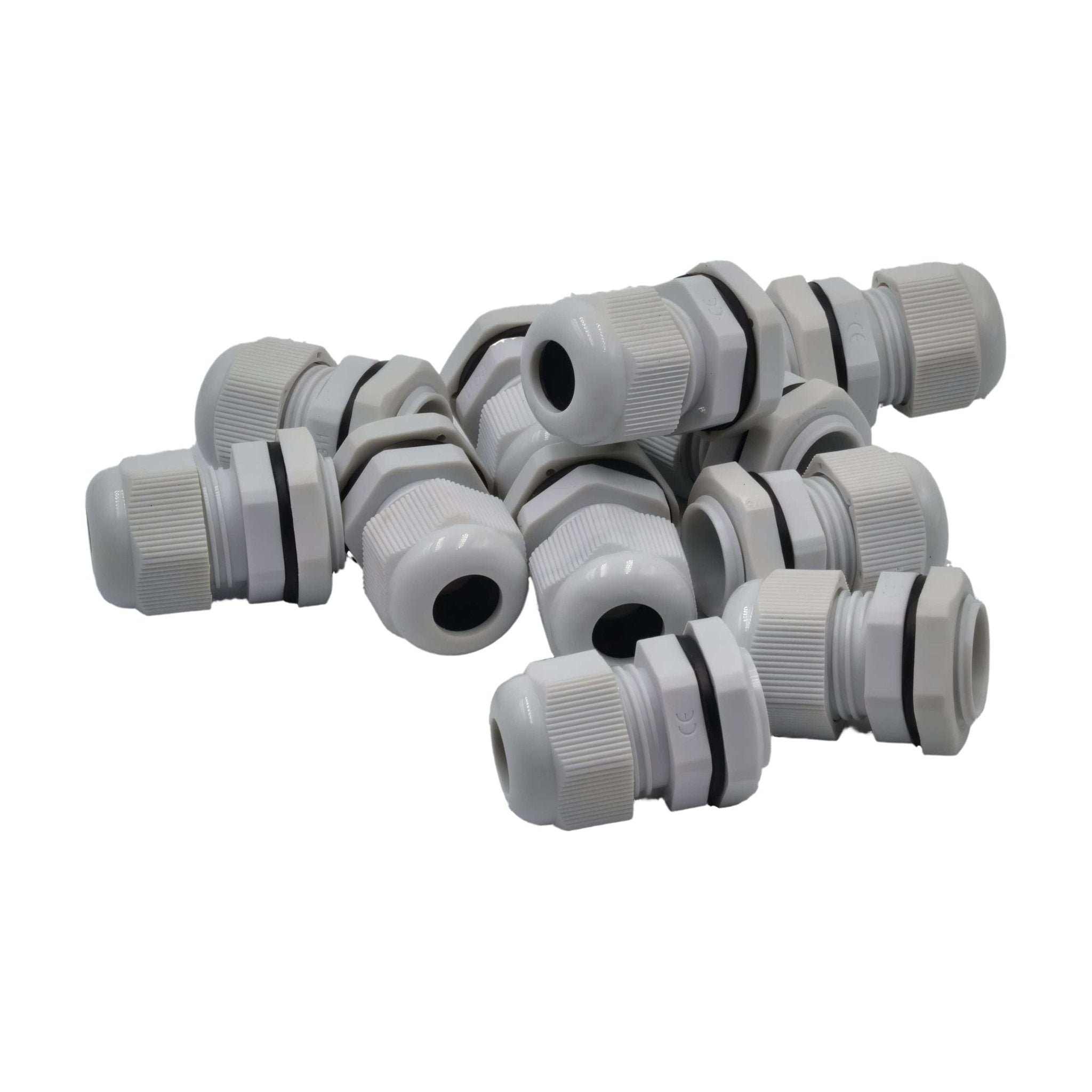10 Pack IP68 PG11 White Nylon Cable Gland 5-10mm Cable Range - Twin Eagle Imports