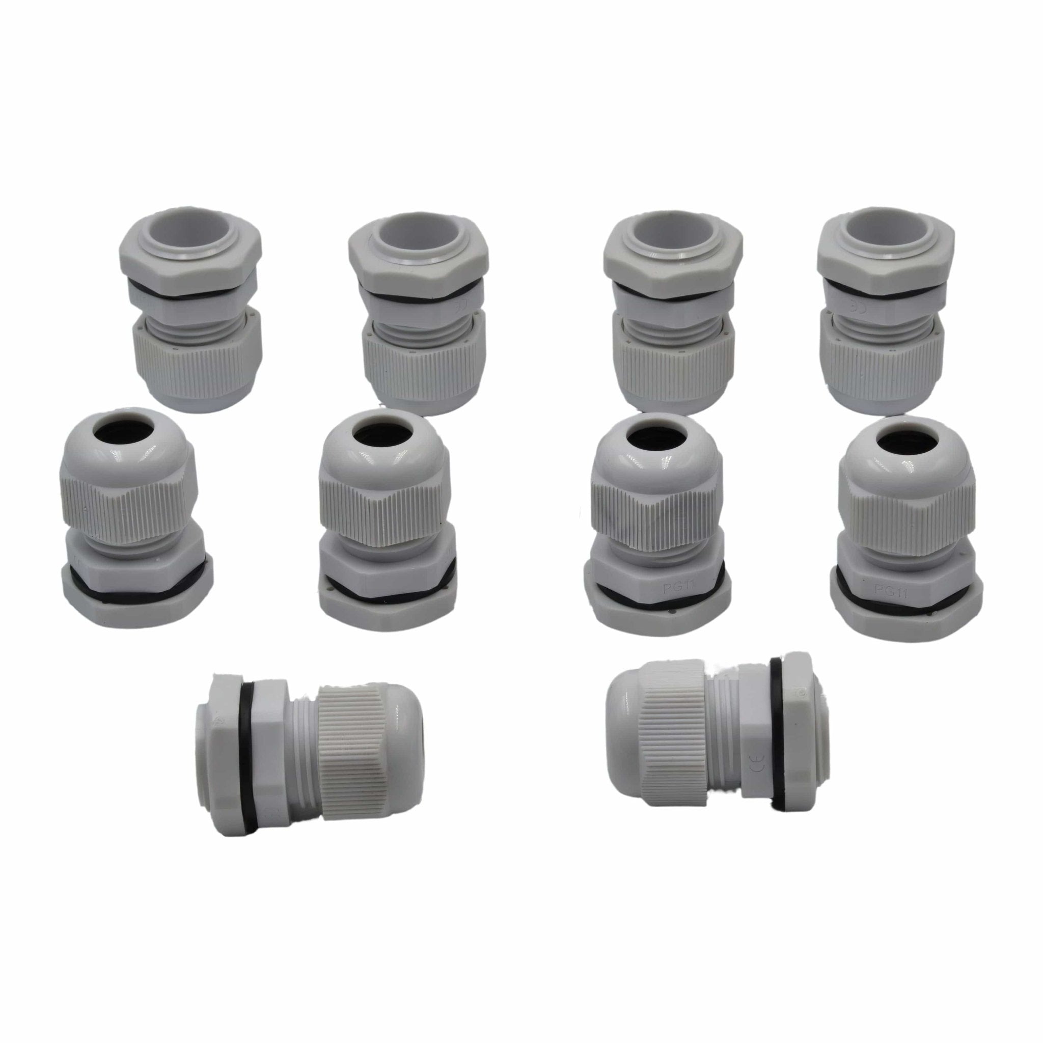 10 Pack IP68 PG11 White Nylon Cable Gland 5-10mm Cable Range - Twin Eagle Imports