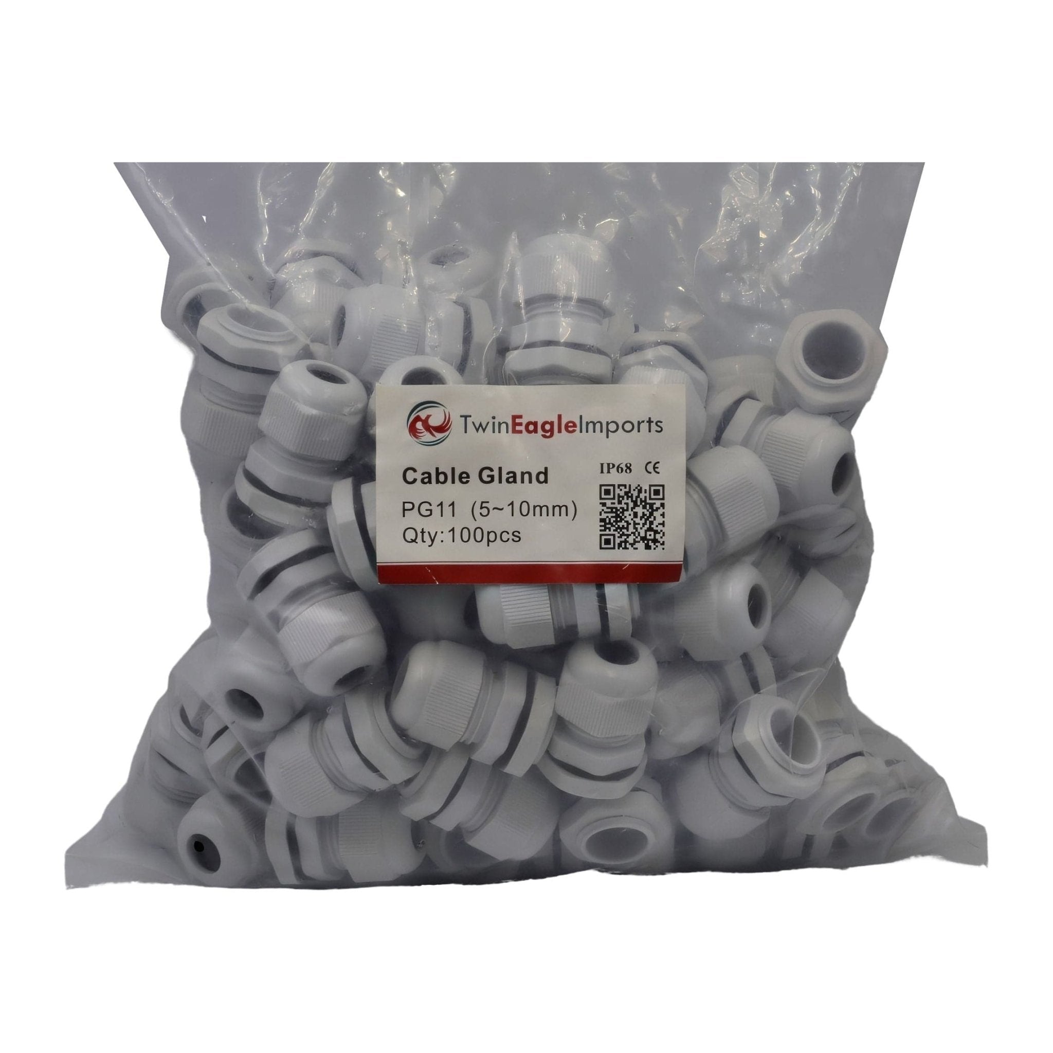 10 Pack IP68 PG11 White Nylon Cable Gland 5-10mm Cable Range - Twin Eagle Imports