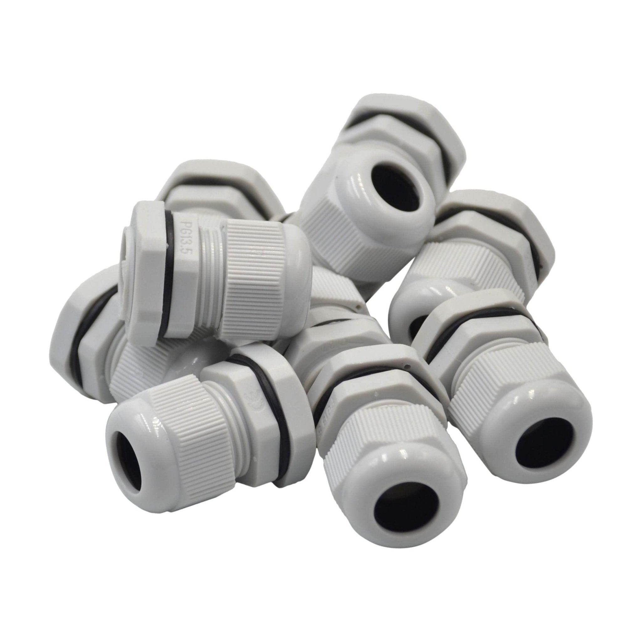 10 Pack IP68 PG13.5 White Nylon Cable Gland 6-12mm Cable Range - Twin Eagle Imports