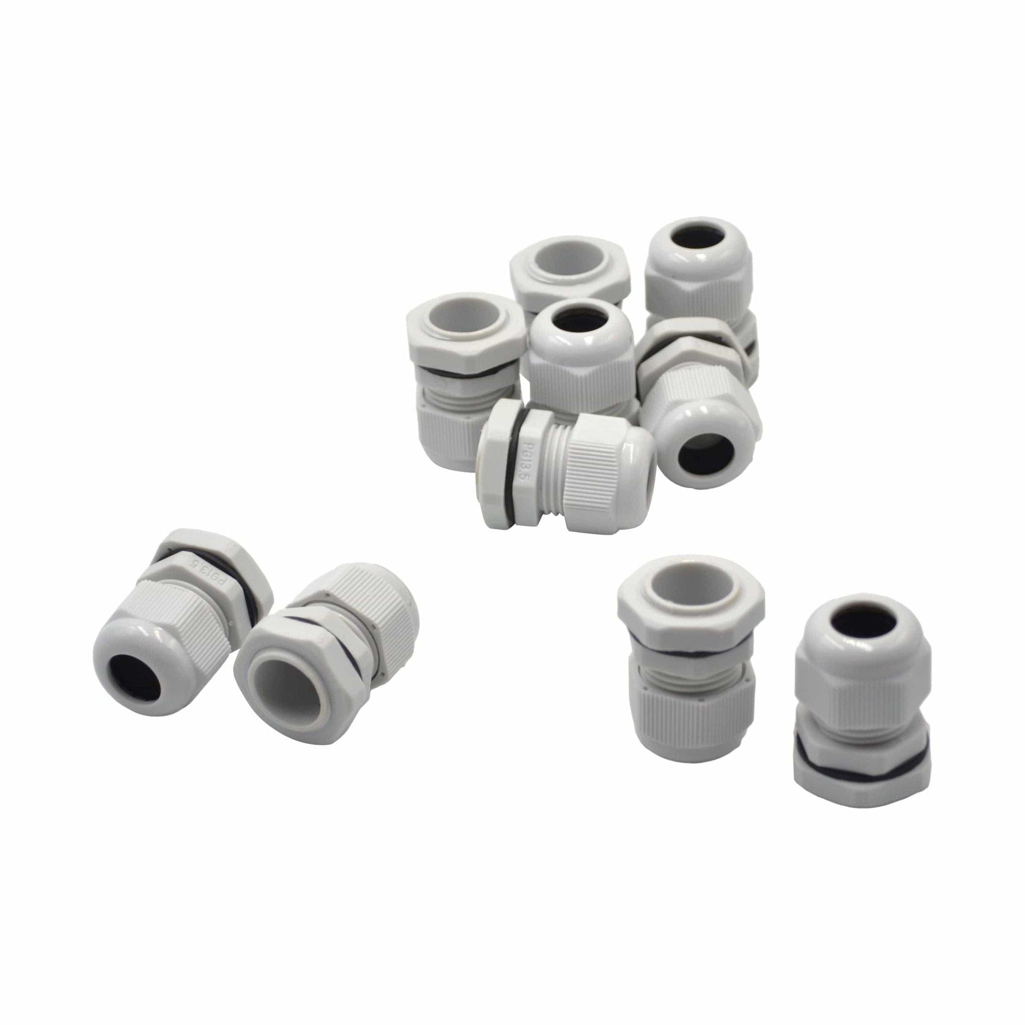 10 Pack IP68 PG13.5 White Nylon Cable Gland 6-12mm Cable Range - Twin Eagle Imports