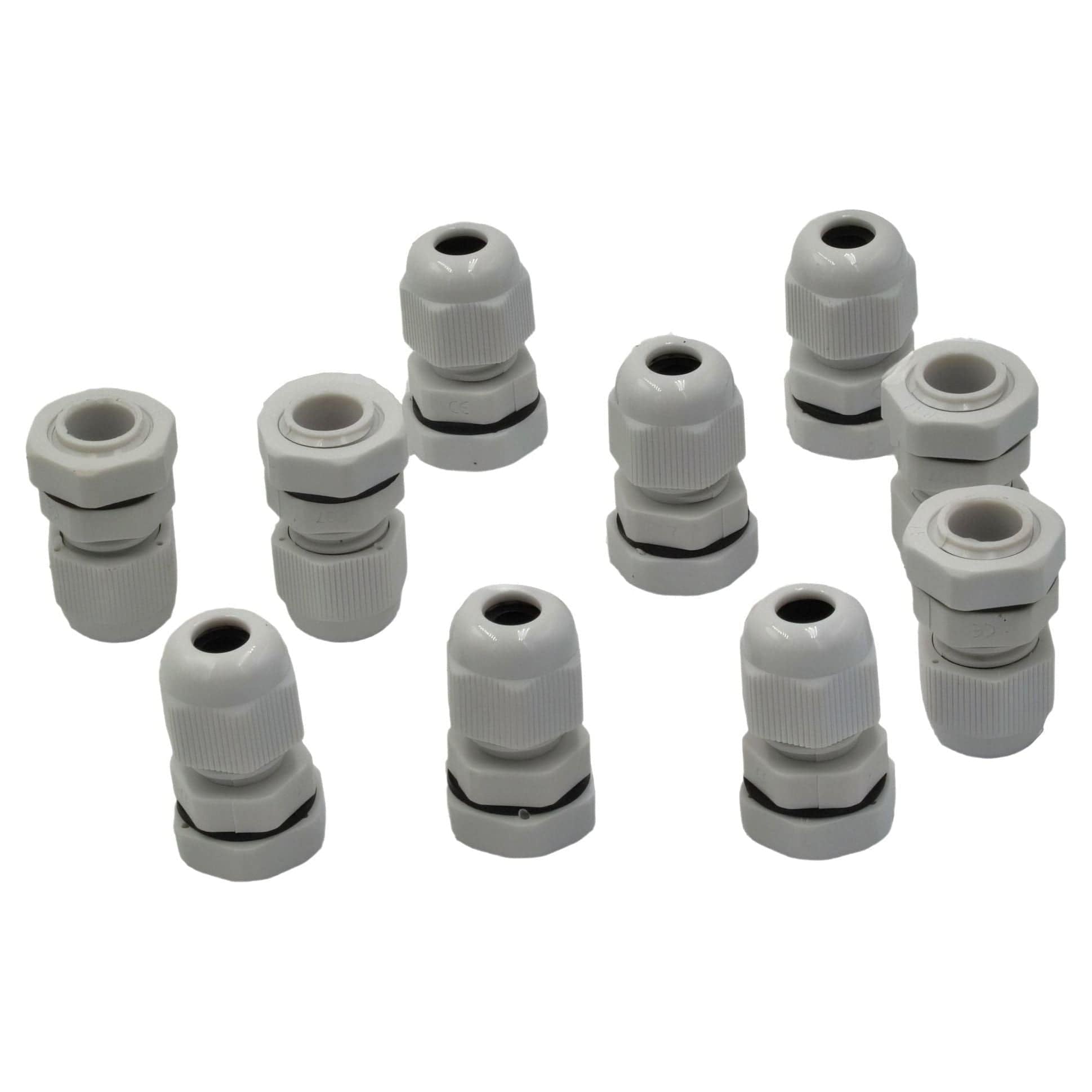 10 Pack IP68 PG7 White Nylon Cable Gland 3-6.5mm Cable Range - Twin Eagle Imports