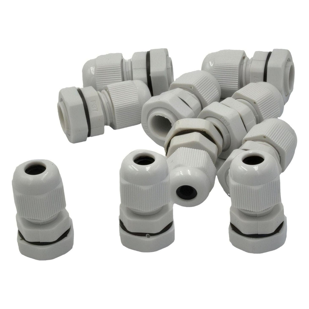 10 Pack IP68 PG7 White Nylon Cable Gland 3-6.5mm Cable Range - Twin Eagle Imports