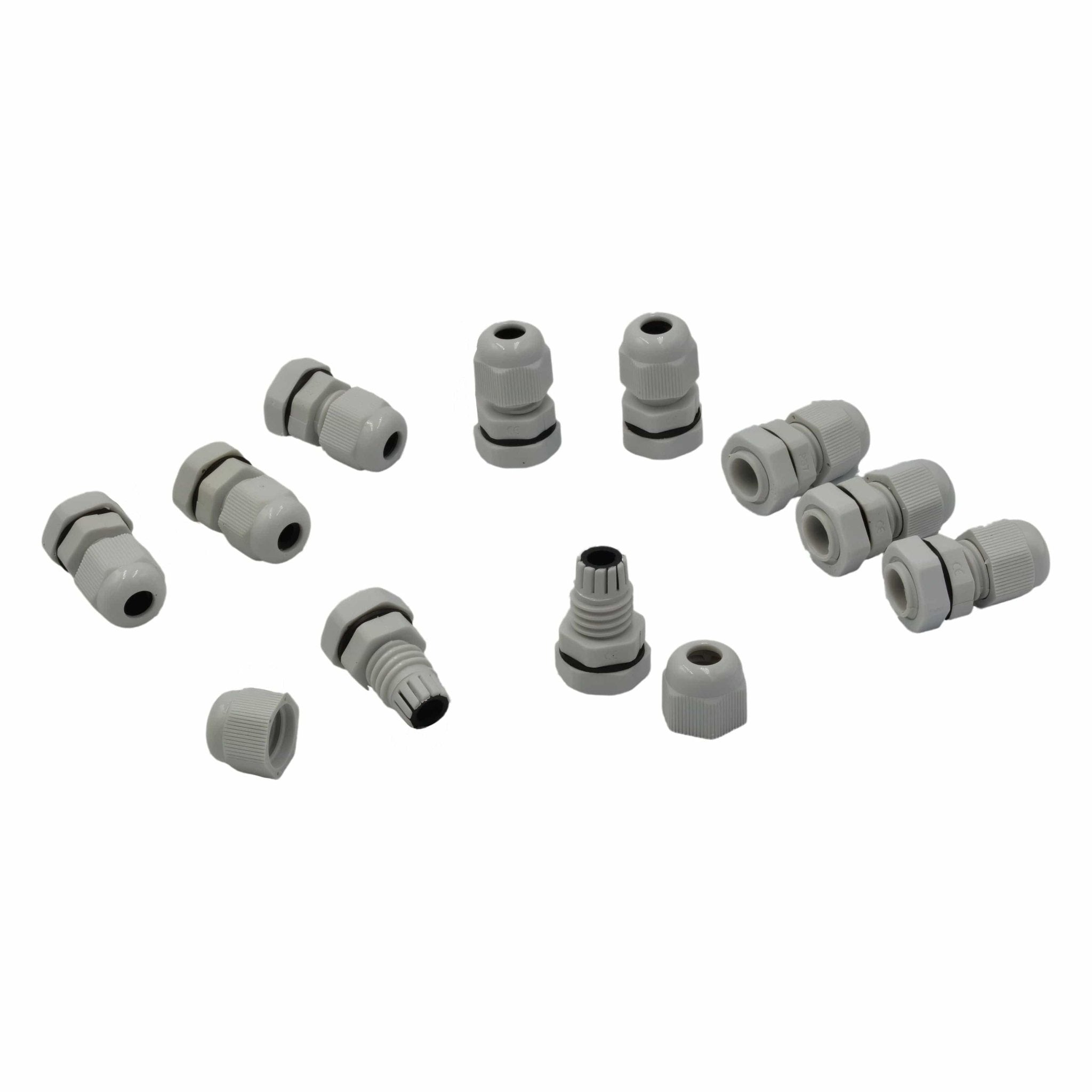 10 Pack IP68 PG7 White Nylon Cable Gland 3-6.5mm Cable Range - Twin Eagle Imports