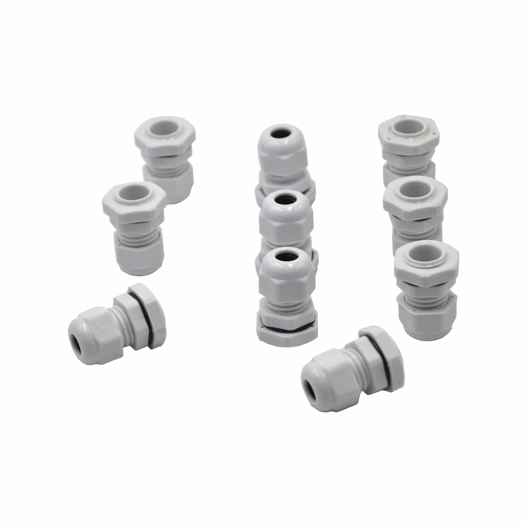 10 Pack IP68 PG9 White Nylon Cable Gland 4-8mm Cable Range - Twin Eagle Imports