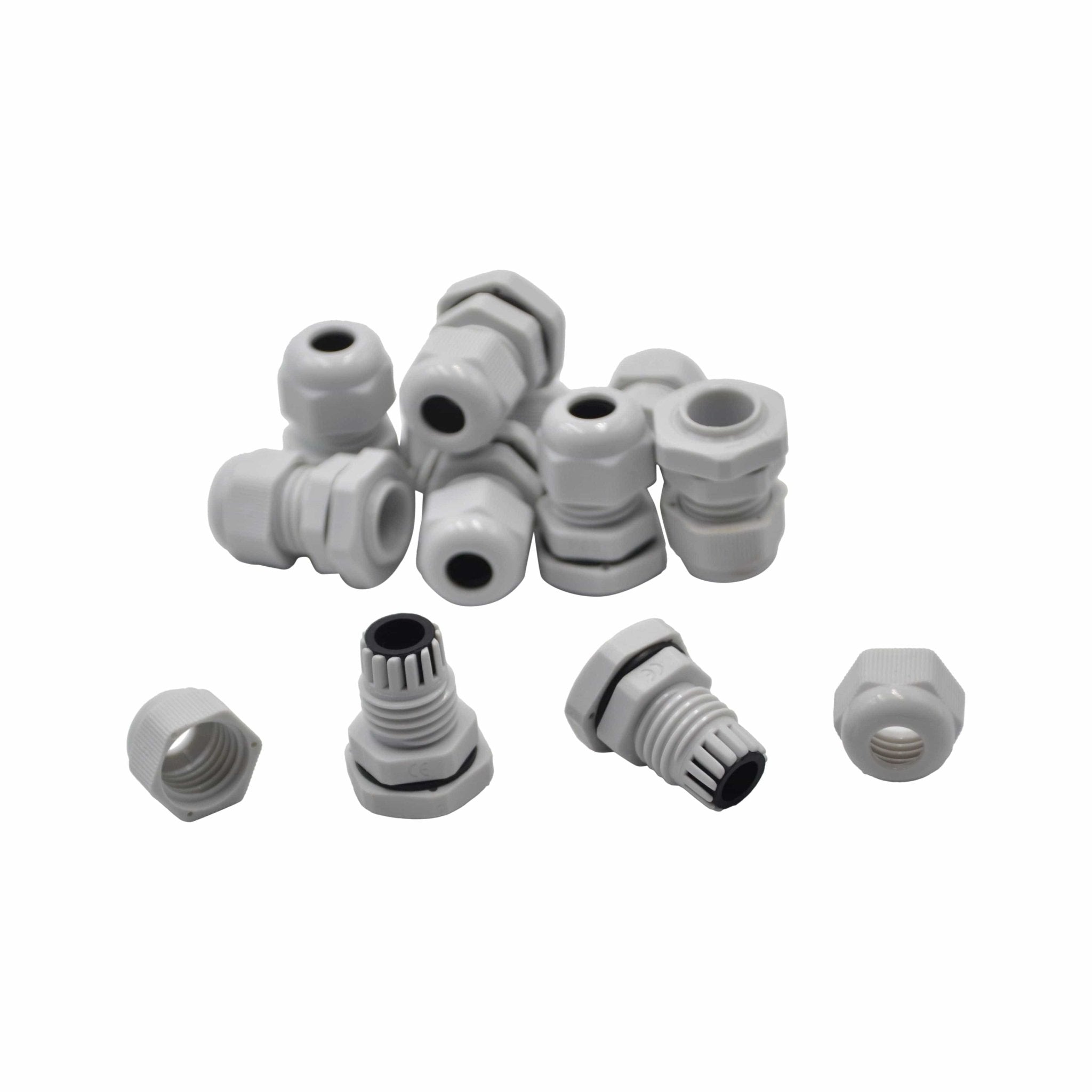 10 Pack IP68 PG9 White Nylon Cable Gland 4-8mm Cable Range - Twin Eagle Imports