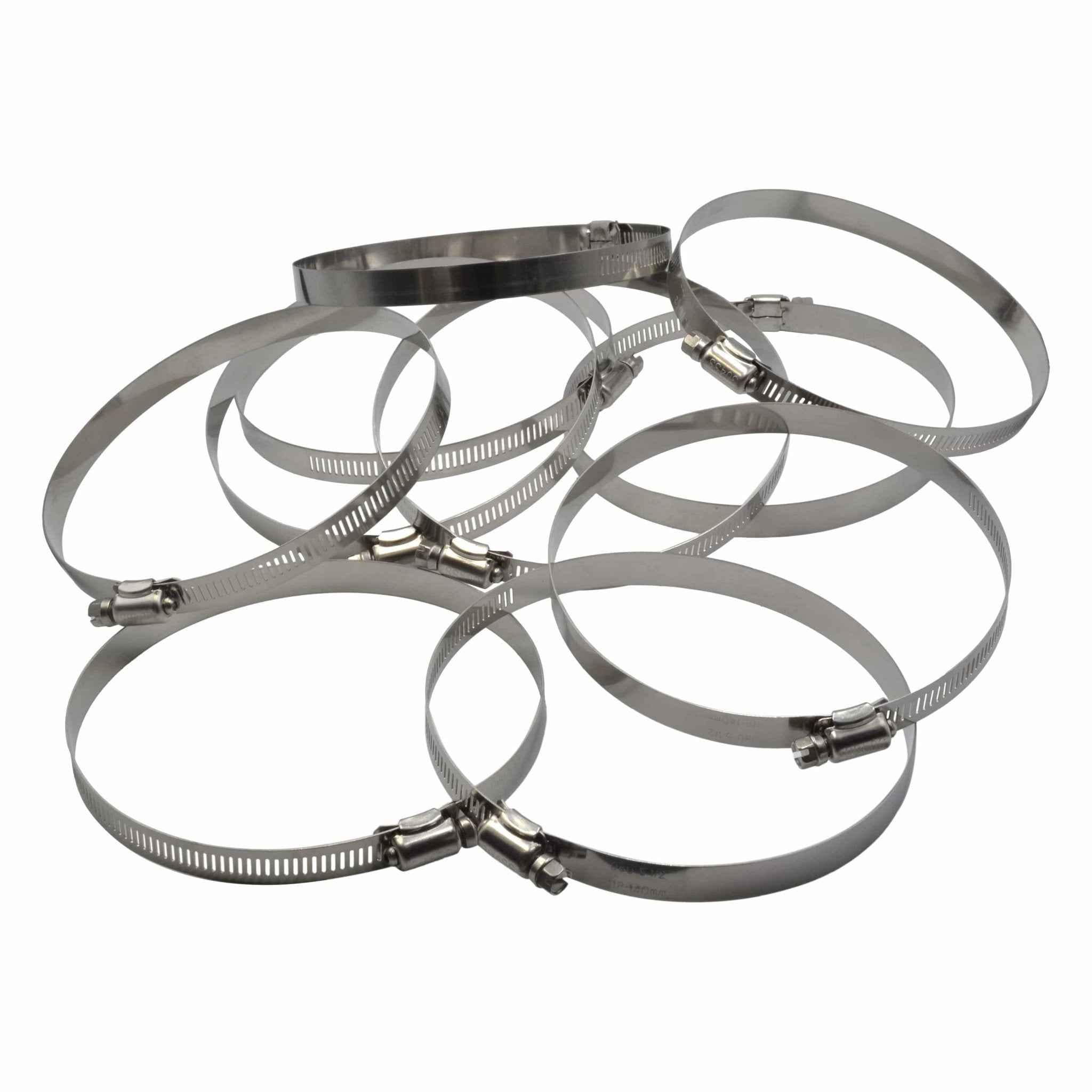 10 Piece 304 Stainless Steel 118-140mm Worm Drive Hose Clamp - Twin Eagle Imports