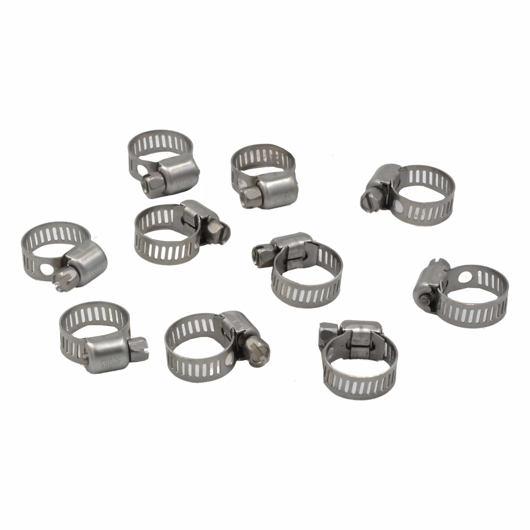10 Piece 304 Stainless Steel 6-15mm Worm Drive Hose Clamp - Twin Eagle Imports