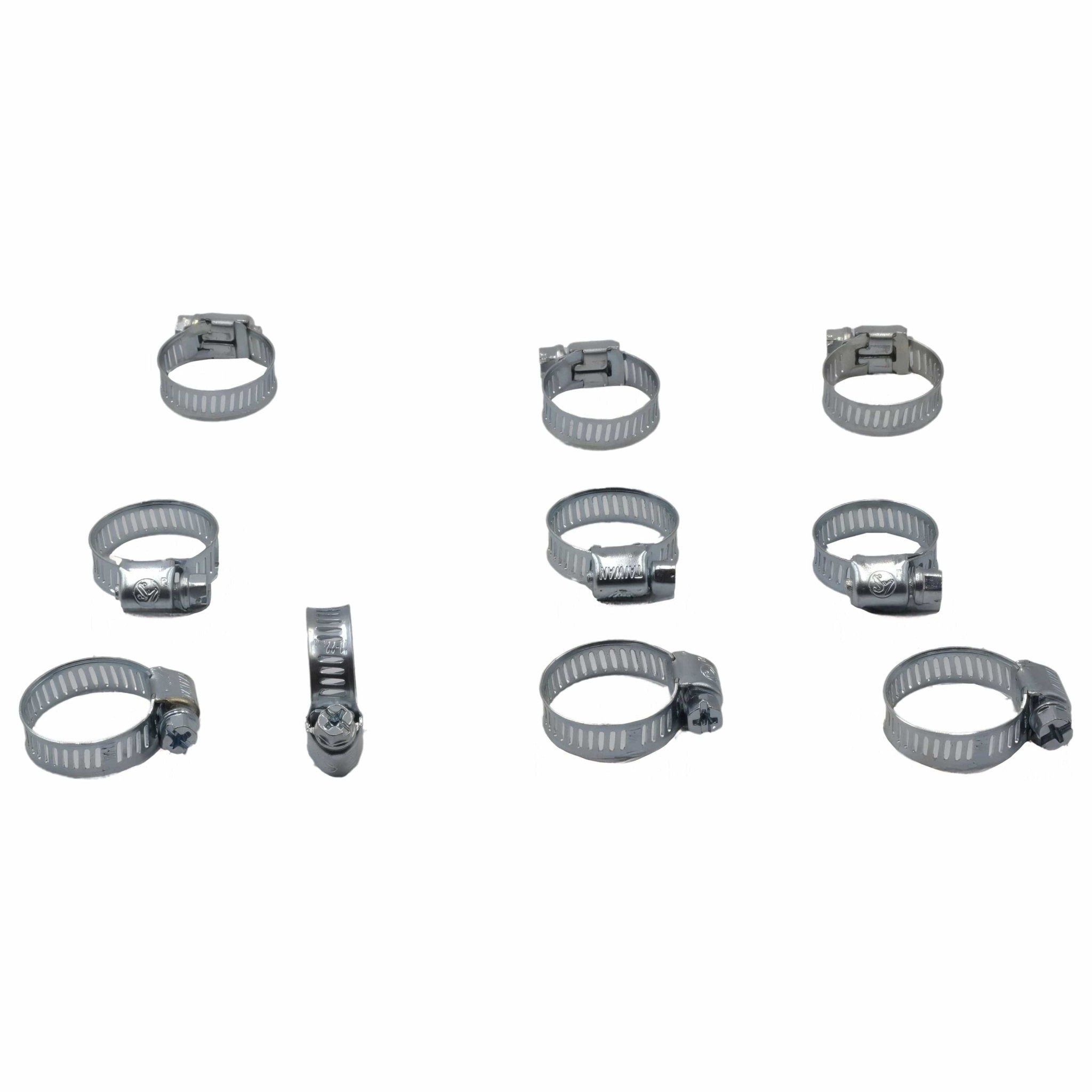 10 Piece Zinc 12-23mm Worm Drive Hose Clamp - Twin Eagle Imports