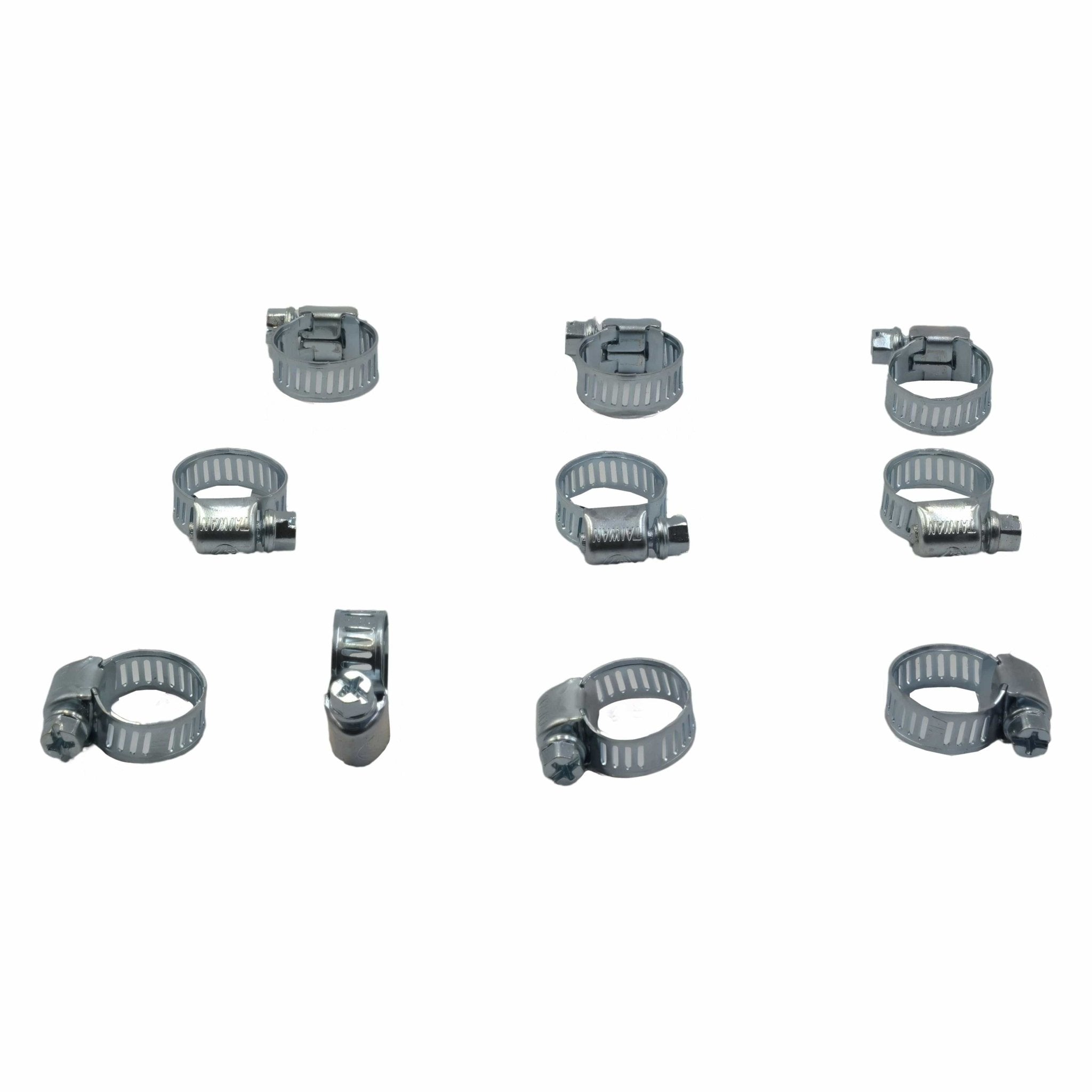 10 Piece Zinc 6-15mm Worm Drive Hose Clamp - Twin Eagle Imports