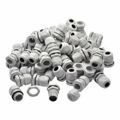 100 Pack IP68 PG13.5 White Nylon Cable Gland 6-12mm Cable Range - Twin Eagle Imports