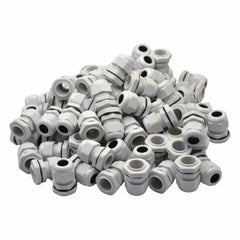 100 Pack IP68 PG13.5 White Nylon Cable Gland 6-12mm Cable Range - Twin Eagle Imports