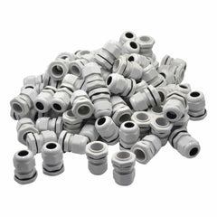 100 Pack IP68 PG13.5 White Nylon Cable Gland 6-12mm Cable Range - Twin Eagle Imports