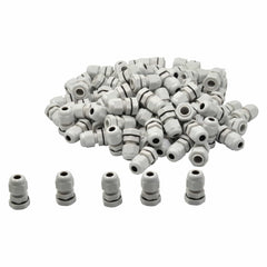 100 Pack IP68 PG7 White Nylon Cable Gland 3-6.5mm Cable Range - Twin Eagle Imports