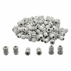 100 Pack IP68 PG7 White Nylon Cable Gland 3-6.5mm Cable Range - Twin Eagle Imports