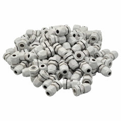 100 Pack IP68 PG7 White Nylon Cable Gland 3-6.5mm Cable Range - Twin Eagle Imports