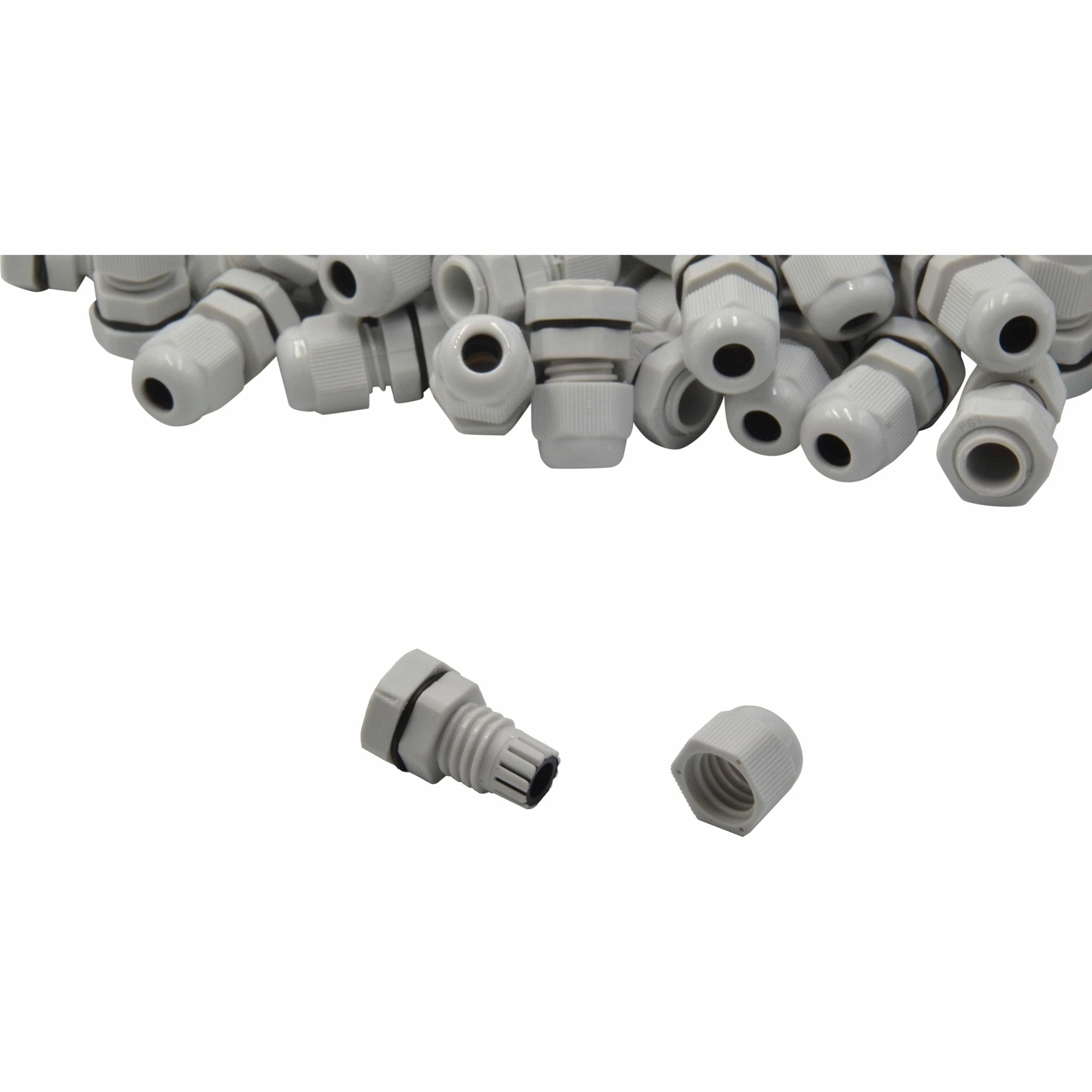 100 Pack IP68 PG7 White Nylon Cable Gland 3-6.5mm Cable Range - Twin Eagle Imports