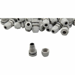100 Pack IP68 PG7 White Nylon Cable Gland 3-6.5mm Cable Range - Twin Eagle Imports
