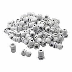 100 Pack IP68 PG9 White Nylon Cable Gland 4-8mm Cable Range - Twin Eagle Imports