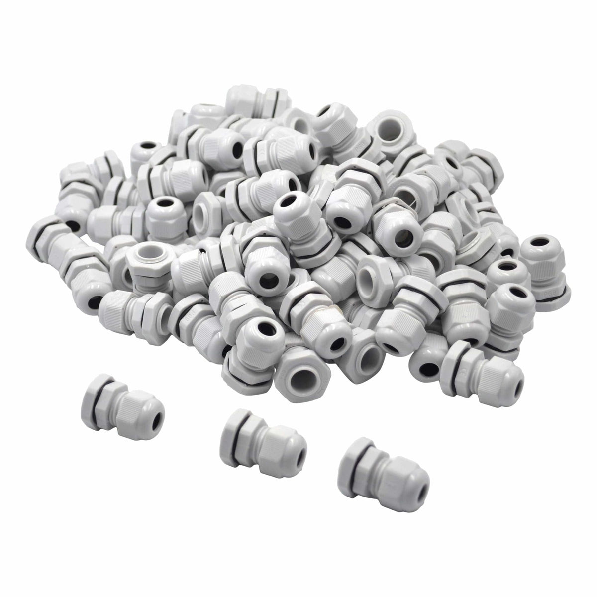 100 Pack IP68 PG9 White Nylon Cable Gland 4-8mm Cable Range - Twin Eagle Imports