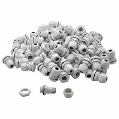 100 Pack IP68 PG9 White Nylon Cable Gland 4-8mm Cable Range - Twin Eagle Imports