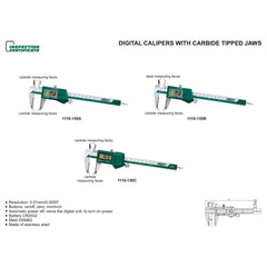 Insize Digital Caliper TCT 0-150mm/0-6" Range Series 1110-150A