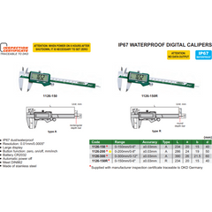 Insize IP67 Digital Caliper Range Series 1126-200