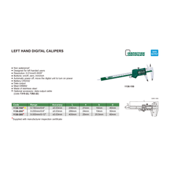 Insize Left Hand Digital Caliper 0-150mm/0-6" Range Series 1130-150