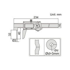 Insize Digital Tube Thickness Caliper 0-150mm/0-6" Range Series 1161-150A