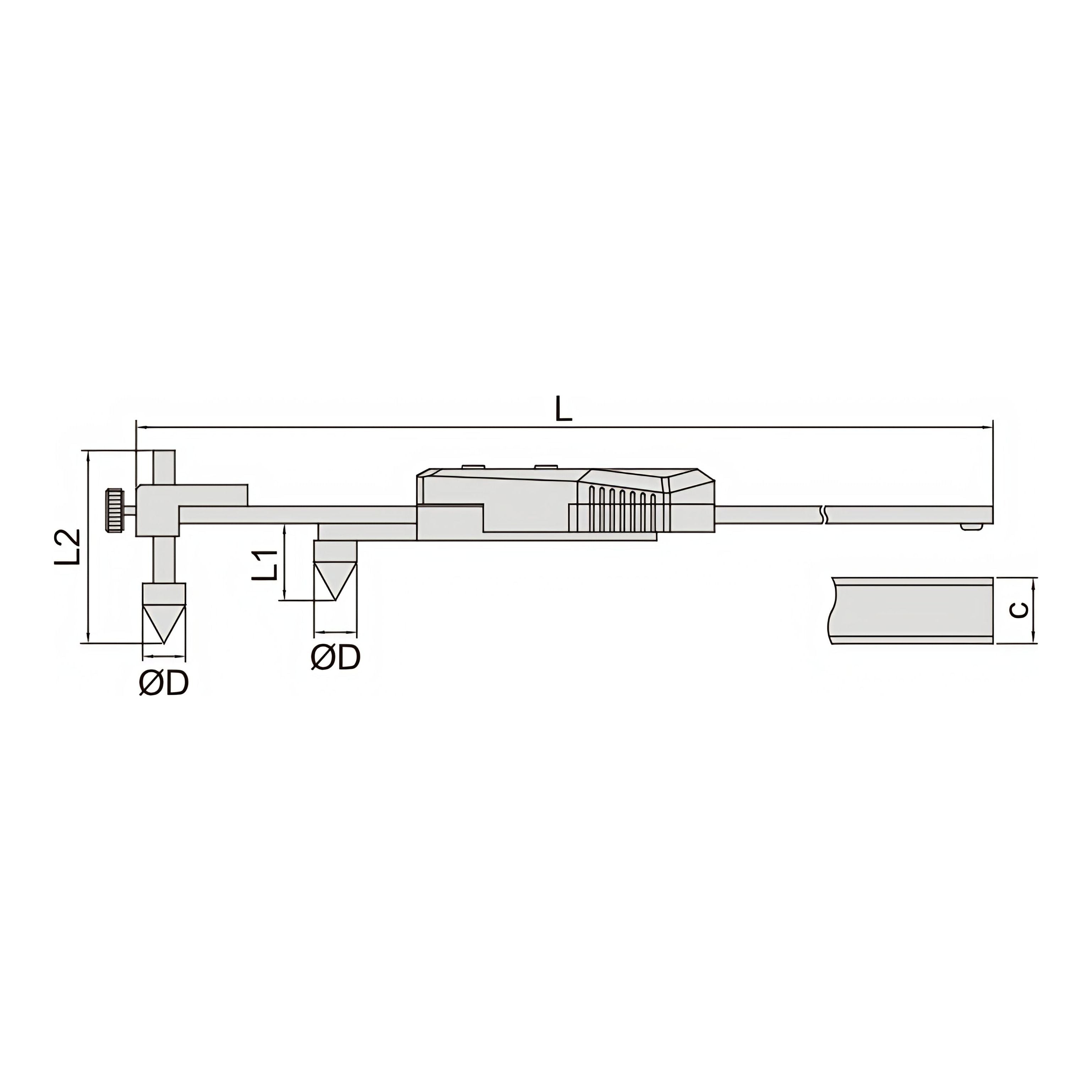 Insize Digital Back-Jaw Caliper 10-200mm/0.4-8" Range Series 1177-200