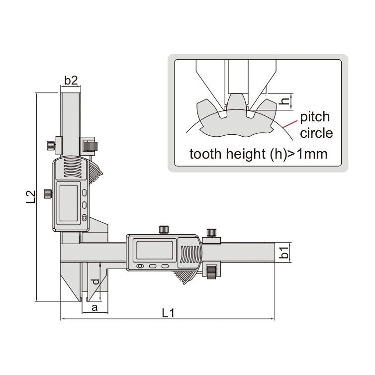 Insize Digital Gear Tooth Caliper 1-25mm Range Series 1181-M25A