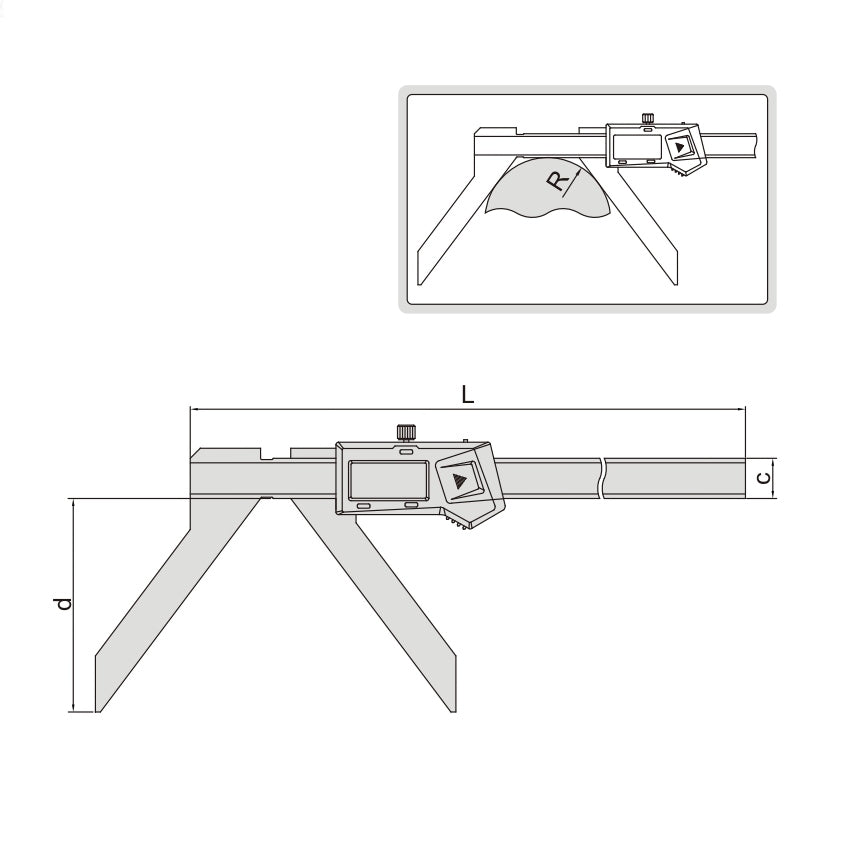 Insize Digital Arc Radius Caliper 5-150mm/0.2-6" Range Series 1189-150B