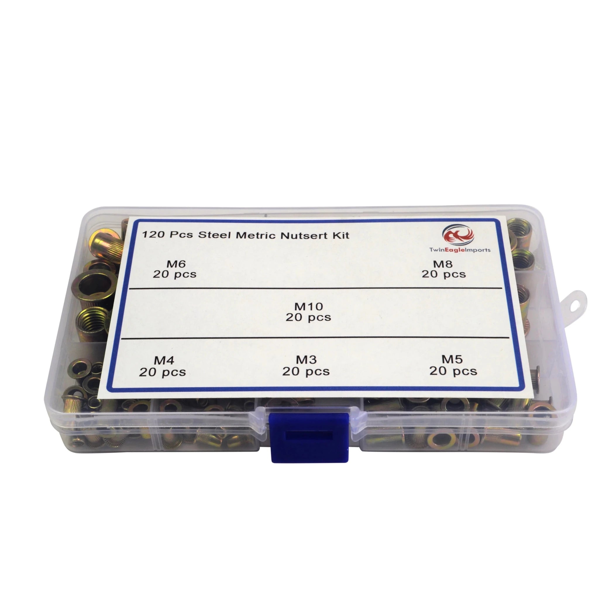 120pc Metric Nutserts M3,M4,M5,M6,M8,M10 Grab Kit Assortment - Twin Eagle Imports