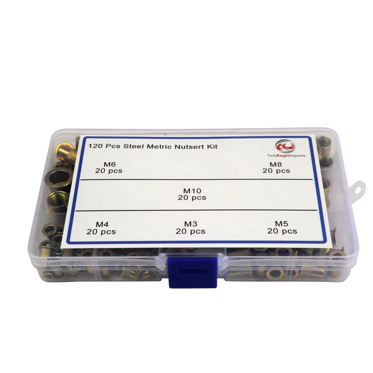120pc Metric Nutserts M3,M4,M5,M6,M8,M10 Grab Kit Assortment - Twin Eagle Imports