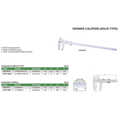 Insize Vernier Caliper 0-600mm Range Series 1210-611