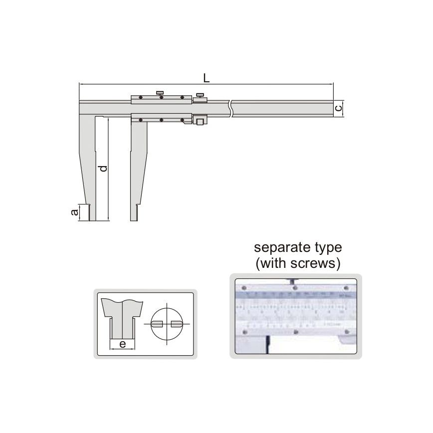 Insize Long Jaw Vernier Caliper 0-500mm/0-20" Range Series 1215-532