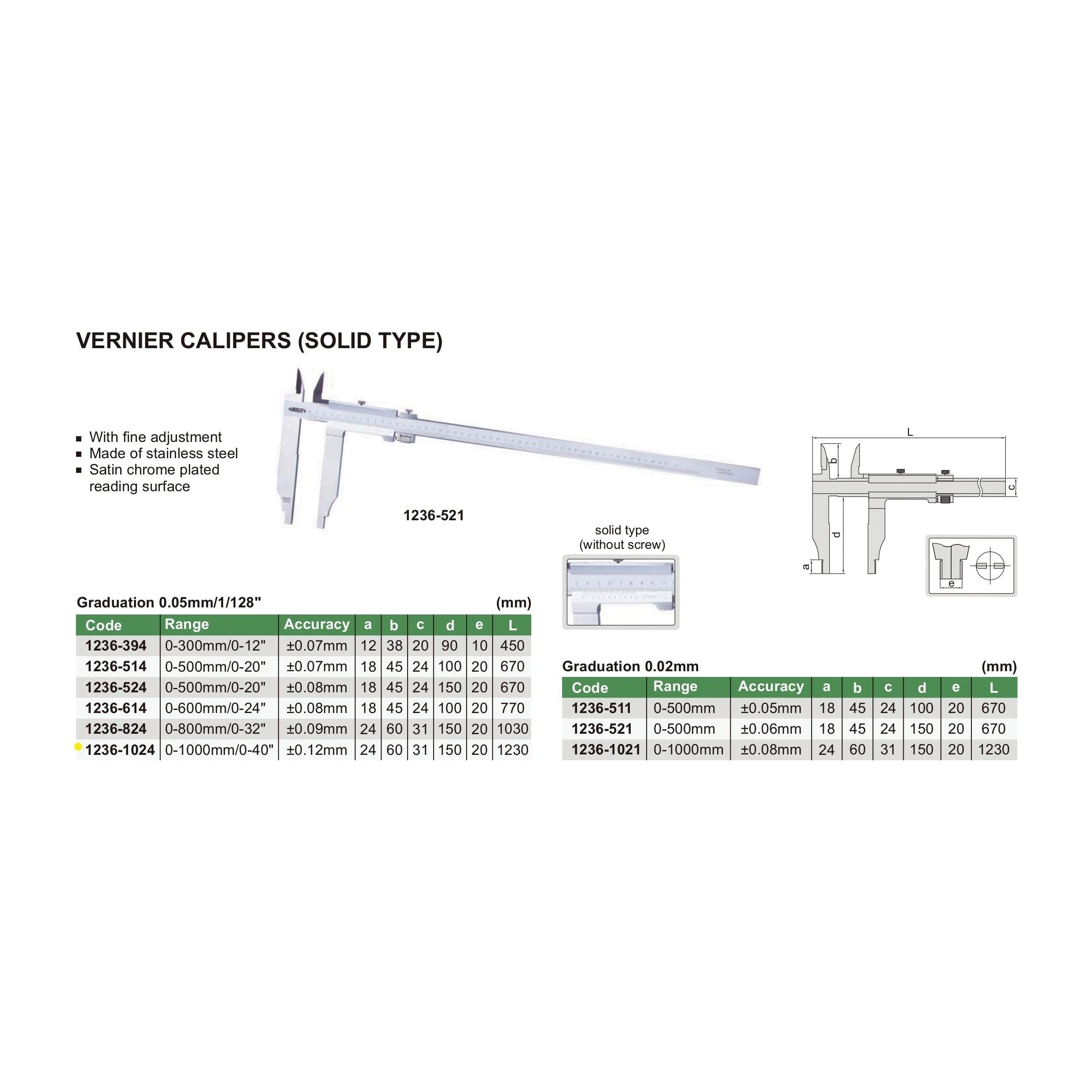 Insize Vernier Caliper 1000mm Range Series 1236-1024