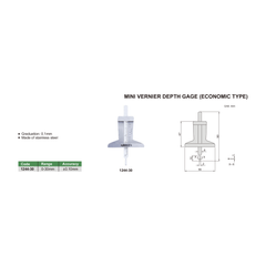 Insize Mini Vernier Depth Gauge 0-30mm Range Series 1244-30