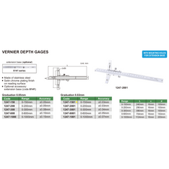 Insize Vernier Depth Gauge 0-150mm Range Series 1247-1501