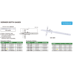 Insize Vernier Depth Gauge 0-600mm Range Series 1247-600