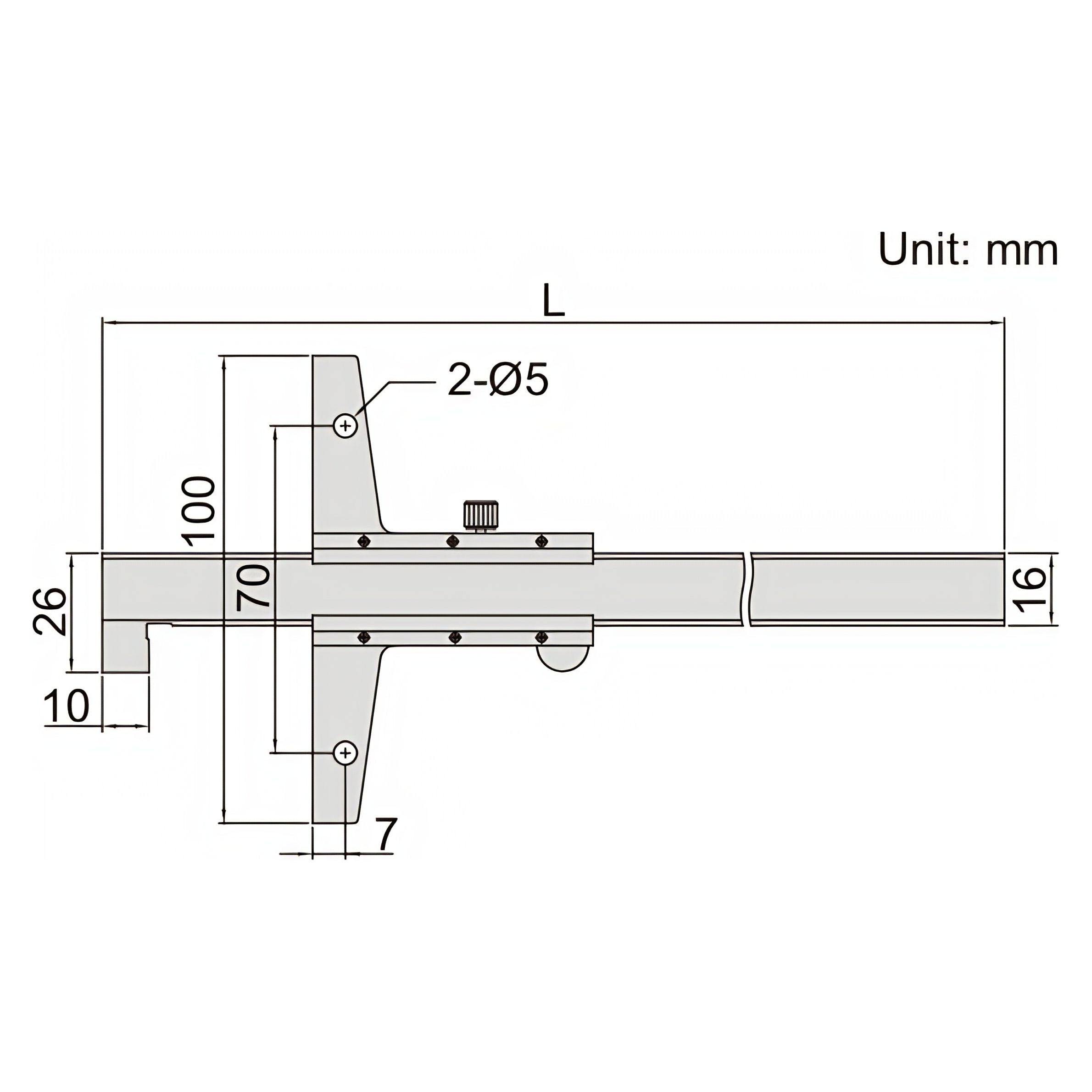 Insize Vernier Hook Depth Gauge 0-300mm Range Series 1248-300