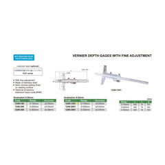 Insize Vernier Depth Gauge 0-150mm Range Series 1249-1501