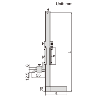 Insize Mini Vernier Height Gauge 0-150mm / 0-6" Range Series 1253-150