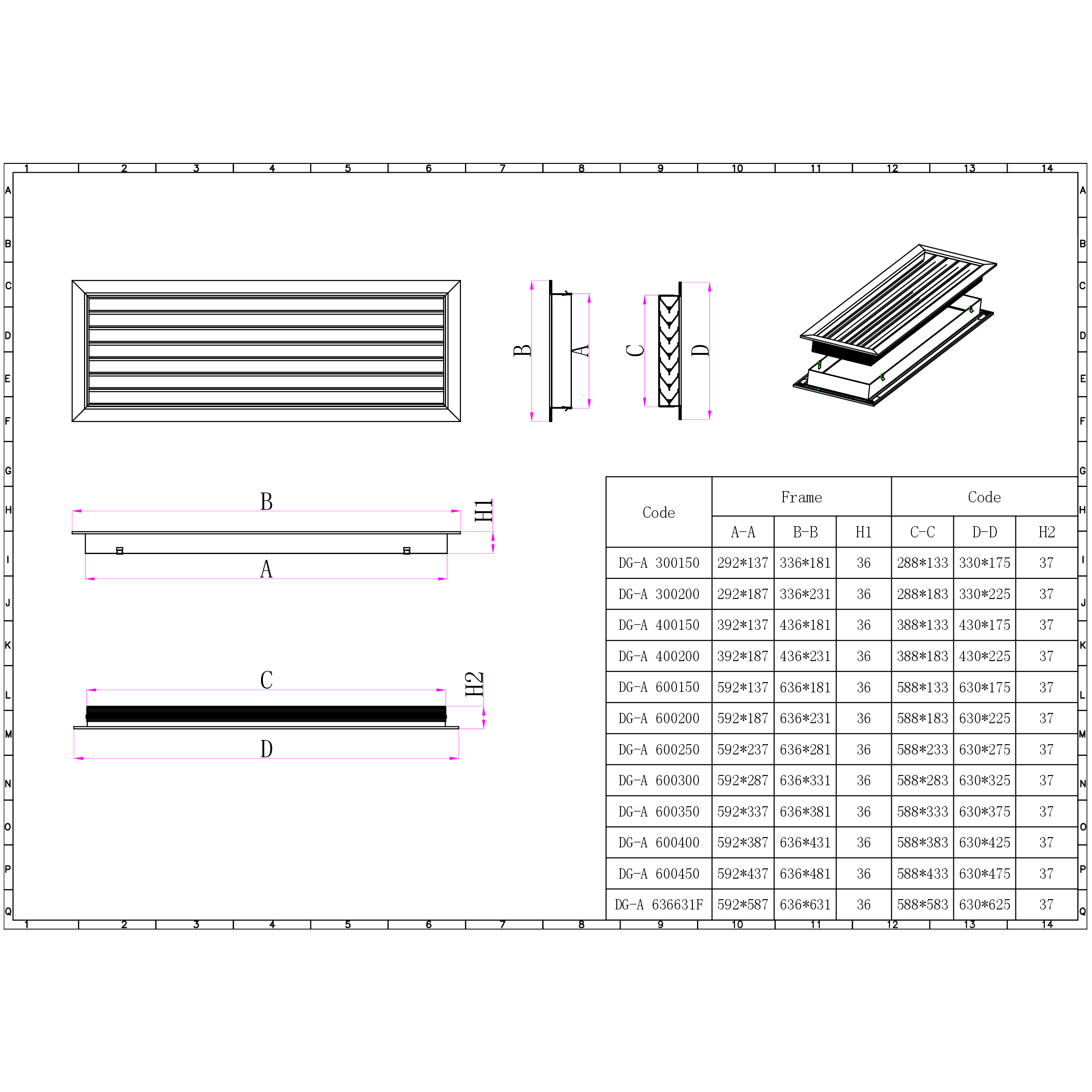 Ductsure Door Relief Vent Grille (Anodized Aluminium) – DG-A 300200