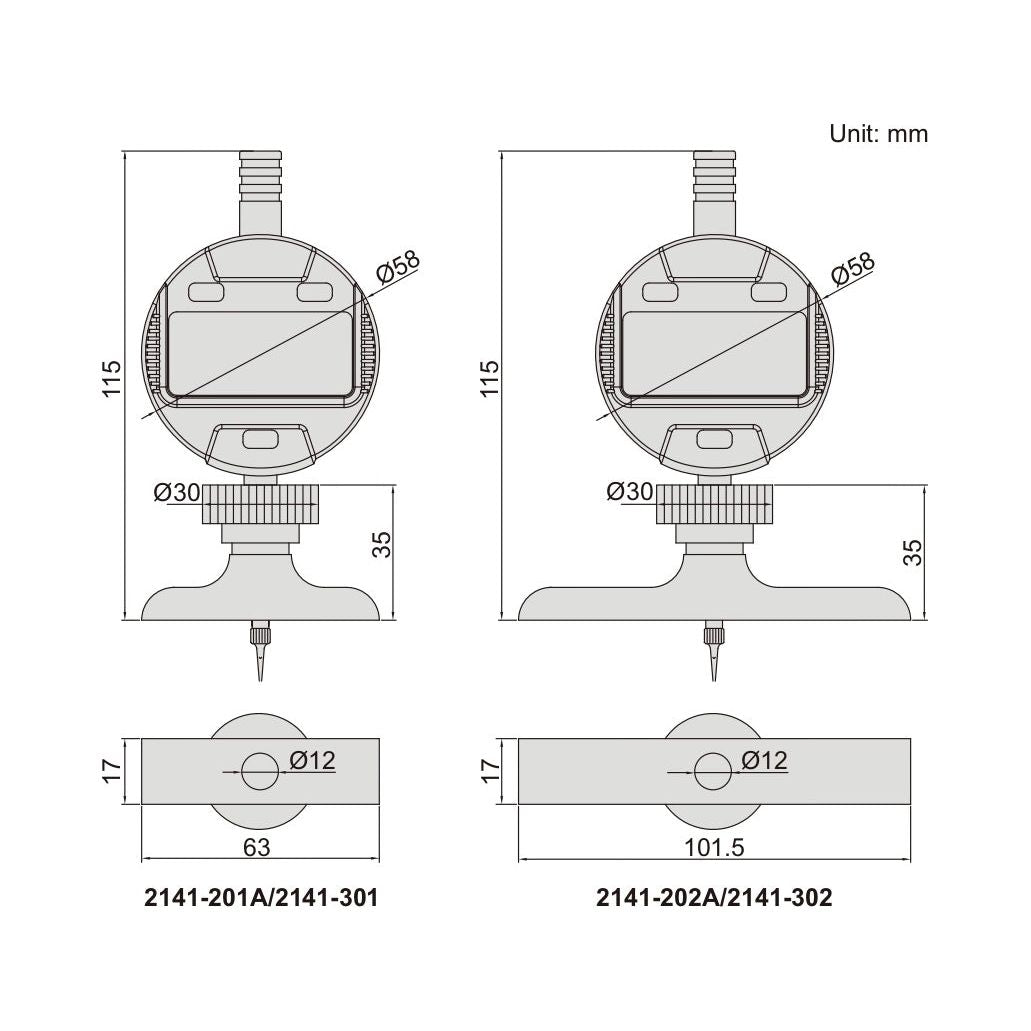 Insize Digital Depth Gauge 0-300mm/0-12" Range Series 2141-202A