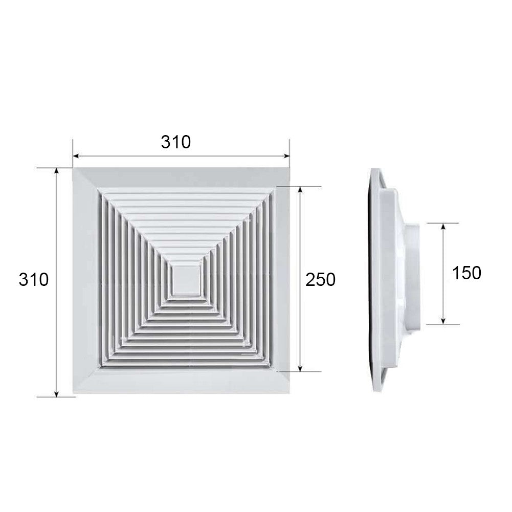 Twin Pack Ductsure 150mm Port Square Ceiling Diffuser With Adaptor Plate