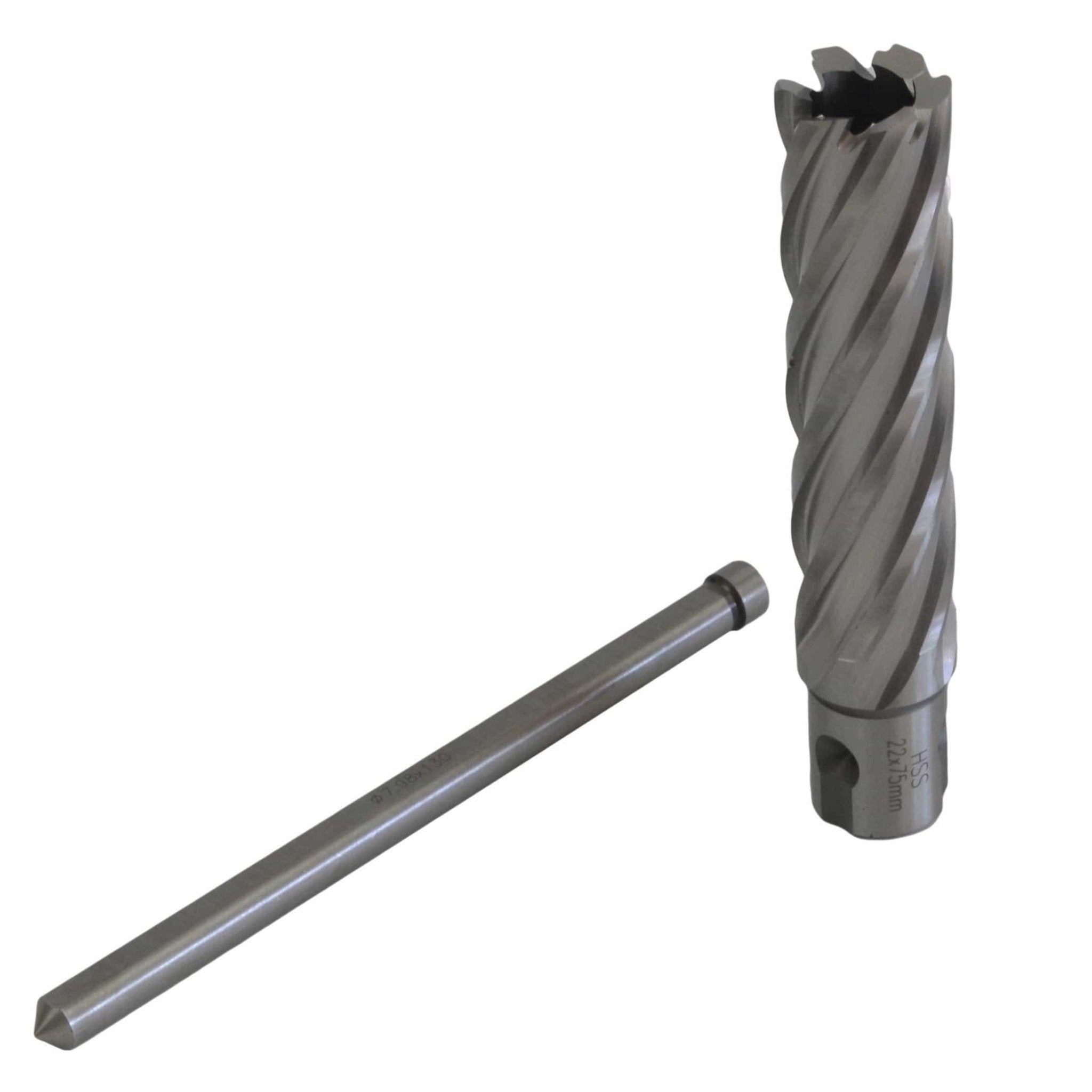 22 x 75mm D.O.C HSS 3/4" Universal Shank Annular Cutter with Pilot Pin - Twin Eagle Imports