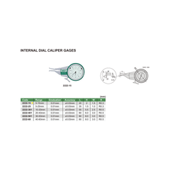 Insize Internal Dial Caliper Gauge 5-15mm Range Series 2222-15